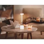 Globo Tafellamp Bijzetlamp metaal wit mat LED dimbaar oplaadbare batterij H34cm