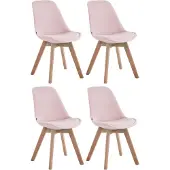 CLP Borneo Set van 4 eetkamerstoelen - Fluweel roze natura