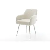 DELIFE Eetkamerstoel Greg-Flex teddy beige 4-poot conisch roestvrij staal pocketveer kern