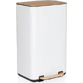 Hjh OFFICE Afvalbak / prullenbak CLEAN NATURA 30 l houtlook staal crème/walnoot