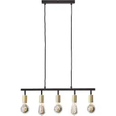 Brilliant 5-lichts hanglamp Tiffany zwart met goud