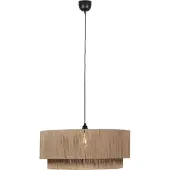 TRIO Japandi hanglamp zwart met bruin touw 60cm - Smilla