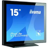 Iiyama ProLite T1532MSC-B5AG - Écran LED - 15" - écran tactile - 1024 x 768 @ 75 Hz - TN - 370 cd/m² - 700:1 - 8 ms - HDMI, VGA, DisplayPort - haut-parleurs - noir