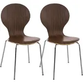 CLP Diego Set van 2 stapelstoelen Hout/walnoot