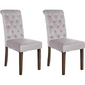 CLP Lisburn Set van 2 eetkamerstoelen - Zonder armleuning - grijs Fluweel