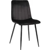 CLP Essstoel, bekleed met fluweel, model Dijon, met sierstiksels en vloerbeschermers, kleur zwart. Materiaal: fluweel