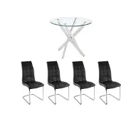 Vente-unique Tafelset met eettafel COSIMA + 2 stoelen NADYA - Zwart