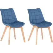 CLP Passaic Set van 2 Eetkamerstoelen - Fluweel blauw