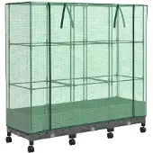 vidaXL Tuinschutting met Kasbedekking en Wielen 3 st Lichtgrijs PP