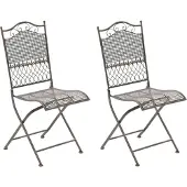 CLP Set van 2 tuinstoelen Kiran, opklapbaar, van ijzer in art-deco stijl, voor buiten gebruik, bronskleurig