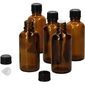 MamboCat Set van 5 apothekersflessen Glazen fles bruin 50ml met druppeldeksel