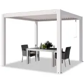 PRIMEYARD Pergola 3x3 m, lamellendak, wit