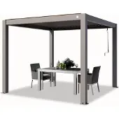 TOOLPORT Pergola 3x3 m, lamellendak, zilvergrijs