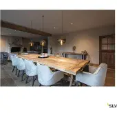 SLV Glazen hanglamp Pantilo Convex, dimbaar, chroom / zilver, Woon-/ Eetkamer, metaal, Modern, hanglamp
