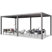 PRIMEYARD Pergola 3x6 m, lamellendak, zilvergrijs