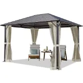 TOOLPORT Tuinpaviljoen 3x3,65m, Hardtop, 4 zijwanden, beige
