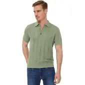 Brax poloshirt groen gestreept katoen