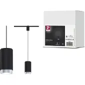 Paulmann Corus URail hanglamp mat zwart Corus, dimbaar, zwart, Woon-/ Eetkamer, metaal, Modern