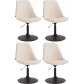 CLP Maverick Set van 4 Eetkamerstoelen - Kunstleer creme zwart