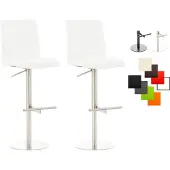 CLP Set van 2 barkrukken Cadiz, bekleed met kunstleer, draaibaar en in hoogte verstelbaar, belastbaar tot 240 kg | Kleur: wit, frame: roestvrij staal