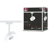 Paulmann URail LED-spot Circle, dimbaar, 4.000K, signaalwit dimbaar, wit / opaal, Woon-/ Eetkamer, metaal, Modern