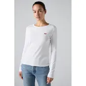 Levi's Shirt 'Essential Housemark Long Sleeve Tee' karmijnrood / wit