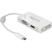 DeLOCK Premium USB-C naar HDMI, DVI en VGA adapter met DP Alt Mode / wit - 0,15 meter