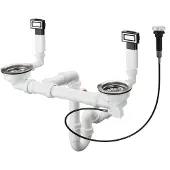 Hansgrohe - Dubbele spoelbak automatische afvoer- en overloopcombinatie, RVS 43932800