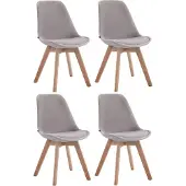 CLP Borneo Set van 4 eetkamerstoelen - Fluweel grijs natura