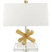 Gilded Nola Elstead Jackson Square tafellamp, E27, gebeitst goud, crème