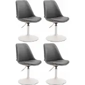 CLP Maverick Set van 4 Eetkamerstoelen - Kunstleer grijs wit