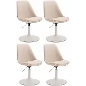 CLP Maverick Set van 4 Eetkamerstoelen - Stof creme wit