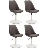 CLP Maverick Set van 4 Eetkamerstoelen - Stof donkergrijs wit