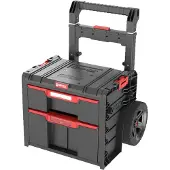 Qbrick System PRO Cart 2.0 Plus Lade 2 verrijdbare box op wielen 520 x 415 x 660 mm 9,5 l 12 l afneembare dubbele telescoopgreep