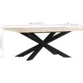 vidaXL Eettafel 180x90x76 cm massief gebleekt mangohout