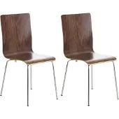 CLP Set van 2 gaststoelen Pepe, met houten zitvlak en metalen frame, walnootkleur