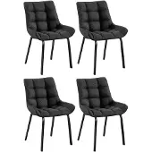 CLP Saranda Set van 4 eetkamerstoelen - Stof titanium grijs zwart
