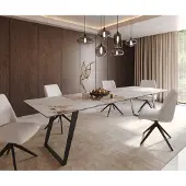 DELIFE Eetkamertafel Edge 300x100 keramiek Minas Melange wit-beige metaal schuin zwart