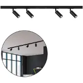 Briloner RAIL 230 V railsystem, zwart, 4 LED spots, lengte 1,5 m