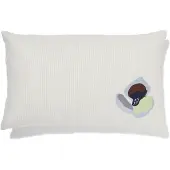 HEMA Kussen 50x30cm katoen bloemen strepen (blauw)