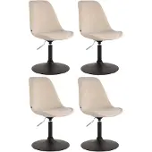 CLP Maverick Set van 4 Eetkamerstoelen - Fluweel creme zwart
