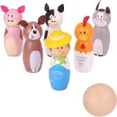 Bigjigs Spel - Bowlen - Boerderij - 8cm hoog