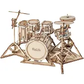 Robotime houten 3D puzzel - Drum Kit