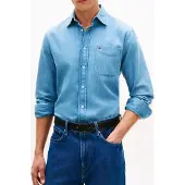 Tommy Hilfiger Lightweight Denim Shirt Mid Blue Denim Size: XXL | Casual Shirts Outlet | Heren | Blauw