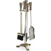 Relaxdays haardset - 5-delig - pook - bezem - tang - houder - haardstel - open haard