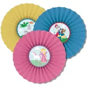 Amscan rozetten Princess & Knight papier roze/geel/blauw 3 st