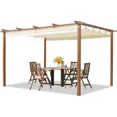 PRIMEYARD Pergola 3x4 m, schaduwdoek, crème