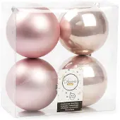 Décoris Kerstbal Roze D 10 Cm 4 Stuks