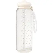 HEMA XXL waterfles 1150ml met bandje hartjes (gebroken wit)