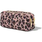 HEMA Etui 20x9x7cm met dubbele rits panter (bruin)